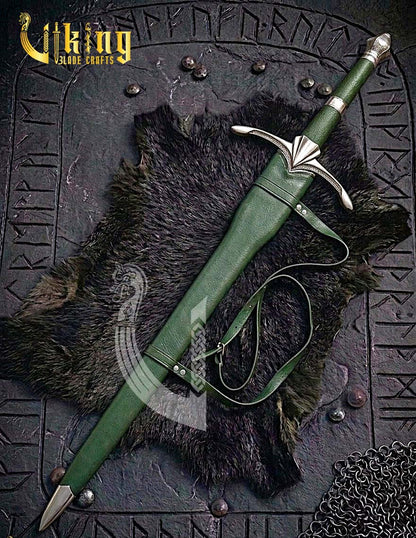 Handmade Vindaaras Fantasy Sword | Steel Sword Replica with Leather Scabbard