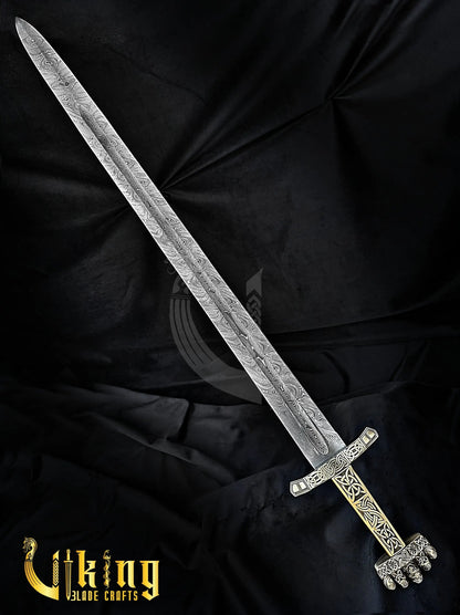 Handmade Damascus Steel Viking Sword – Medieval Replica Collectible Viking_Blade_Crafts