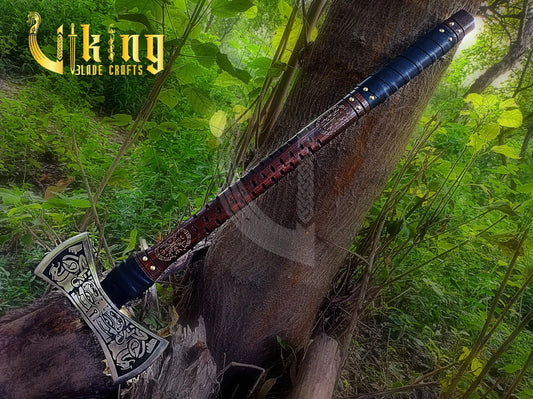 The Helm of Awe 30" Viking Axe & Carved Wooden Shield – Norse Warrior Set Viking_Blade_Crafts