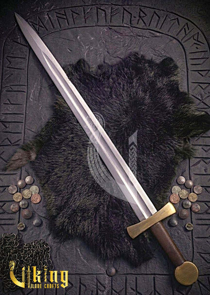 Handcrafted Single-Handed Viking Sword Replica With Leather Scabbard