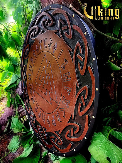 Viking Warrior Set: 33" Double-Headed Axe & Rune-Engraved Valknut Shield Viking_Blade_Crafts