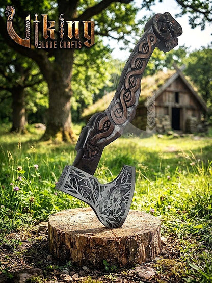 Thor Goat Viking Axe | Geit Totem | Forged Steel
