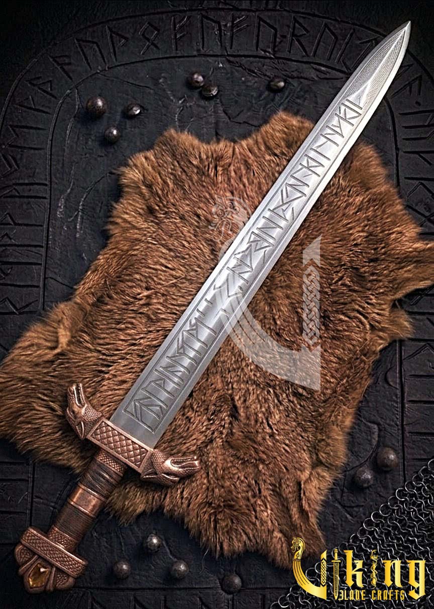 Premium Handcrafted Wolf Fenrir Viking Sword Replica Norse Collectible