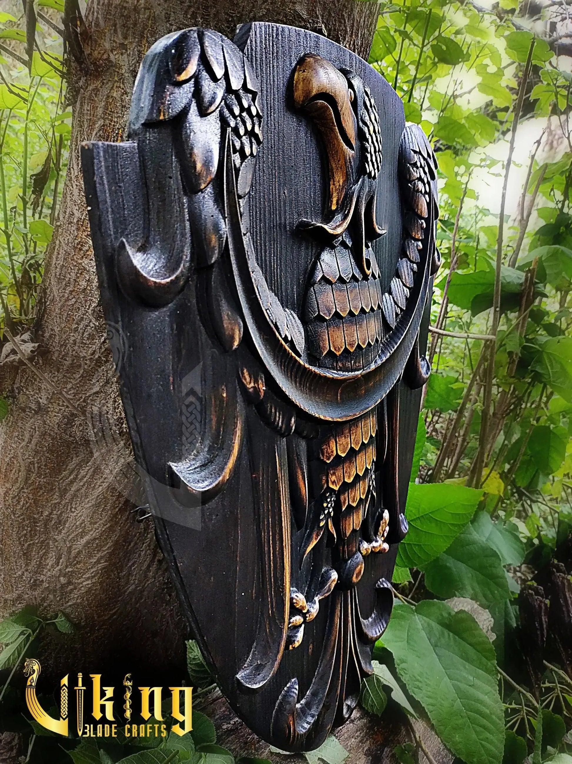 Handmade Double Head 36" Viking Axe & Carved Raven Shield – Norse Battle Set Viking_Blade_Crafts