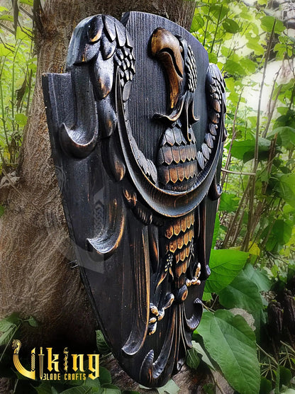 Handmade Double Head 36" Viking Axe & Carved Raven Shield – Norse Battle Set Viking_Blade_Crafts