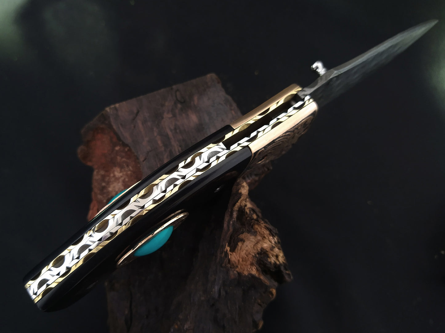Handmade Damascus Pocket Knife – Celtic‑Norse Owl Theme Carved Handle - Viking Blade Crafts