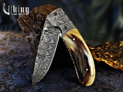 Handmade Gentlemen's Series Damascus Steel Clip Folding Knife