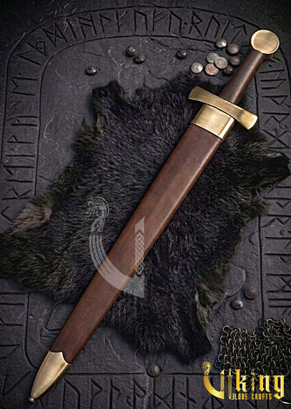 Handcrafted Single-Handed Viking Sword Replica With Leather Scabbard