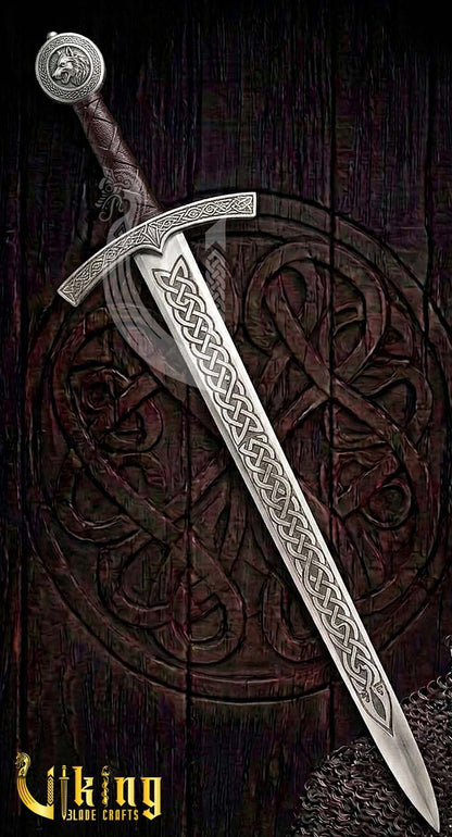 2nd Edition Norse Wolf Pommel Viking Sword Replica With Etched Blade