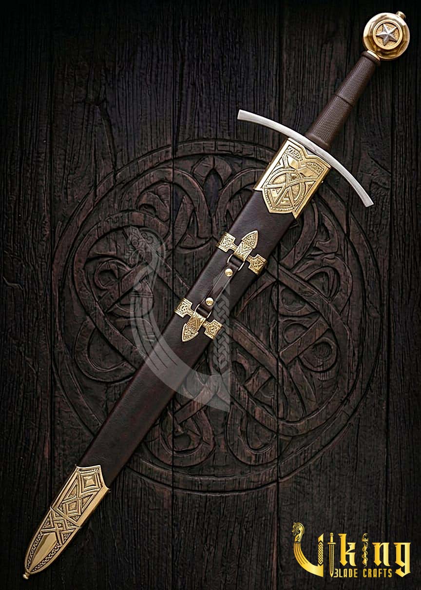 Handcrafted Star Edition Pommel Knightly Sword: Medieval Armor Replica