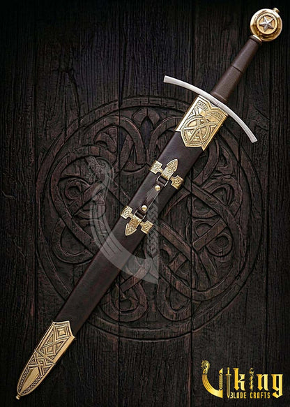 Handcrafted Star Edition Pommel Knightly Sword: Medieval Armor Replica
