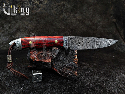 Handmade Damascus Steel Hunting Knife with Bloodwood Handle – Fixed Blade
