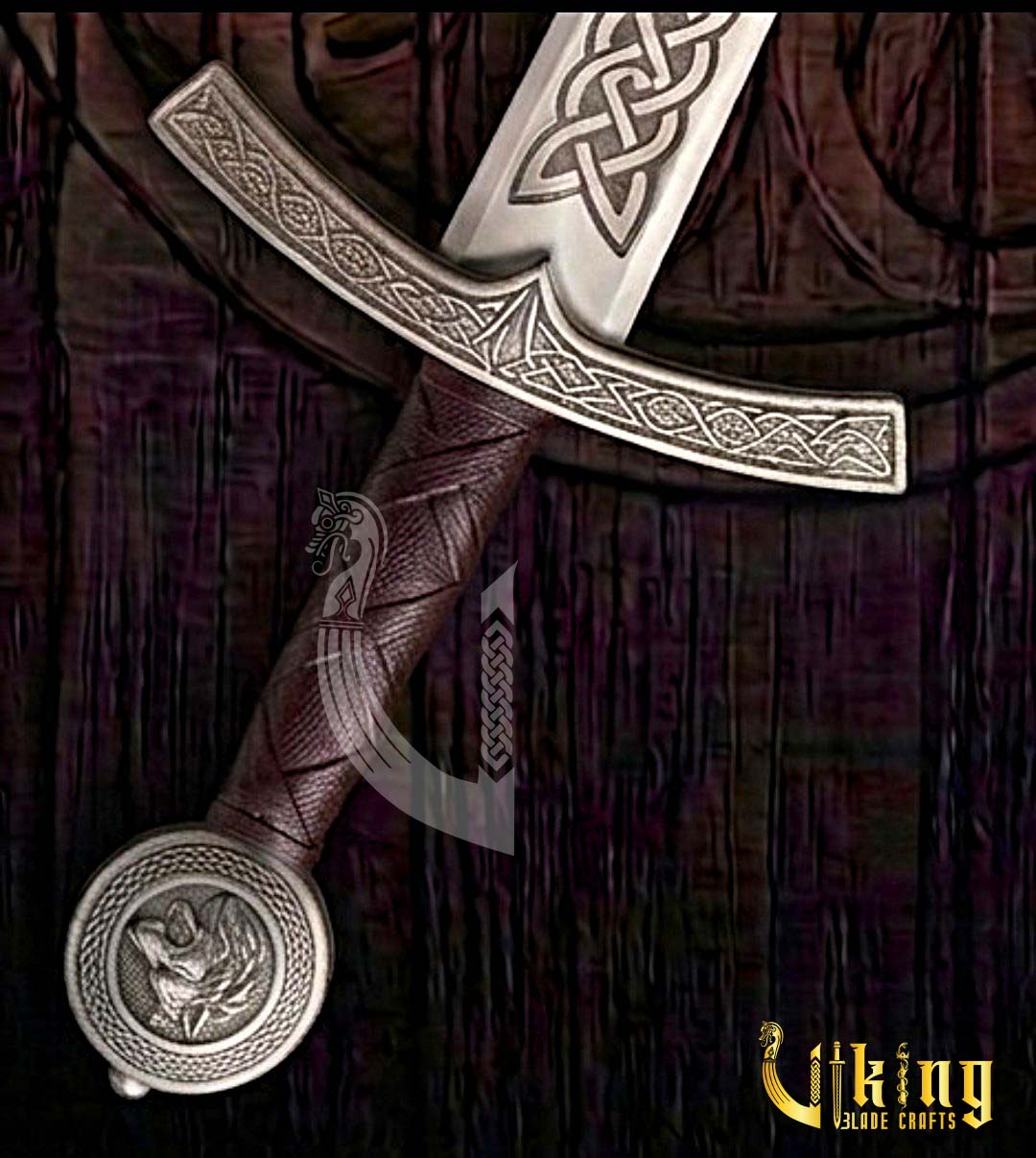 2nd Edition Norse Wolf Pommel Viking Sword Replica With Etched Blade