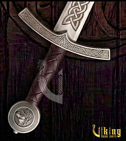 2nd Edition Norse Wolf Pommel Viking Sword Replica With Etched Blade