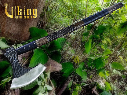 Handmade Vegvisir 36" Long Viking Axe & Carved Raven Shield – Norse Battle Set Viking_Blade_Crafts