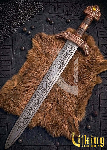Premium Handcrafted Wolf Fenrir Viking Sword Replica Norse Collectible