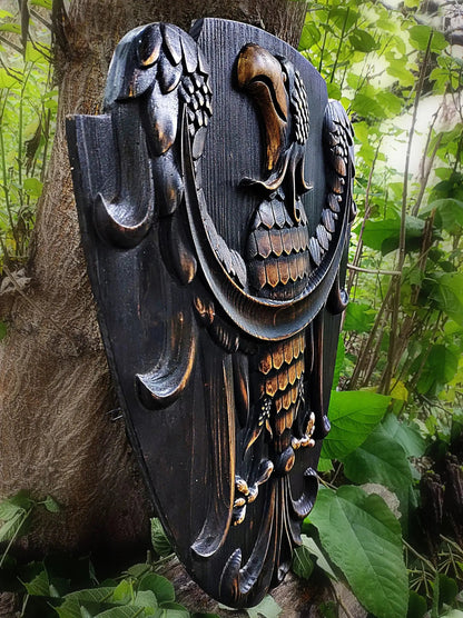 Hand-Forged 36" Viking Battle Axe & Carved Raven Shield Set Viking_Blade_Crafts