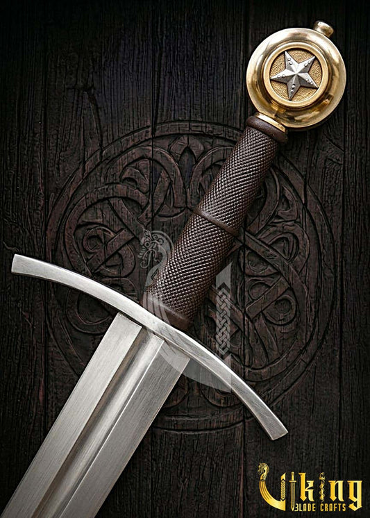 Handcrafted Star Edition Pommel Knightly Sword: Medieval Armor Replica