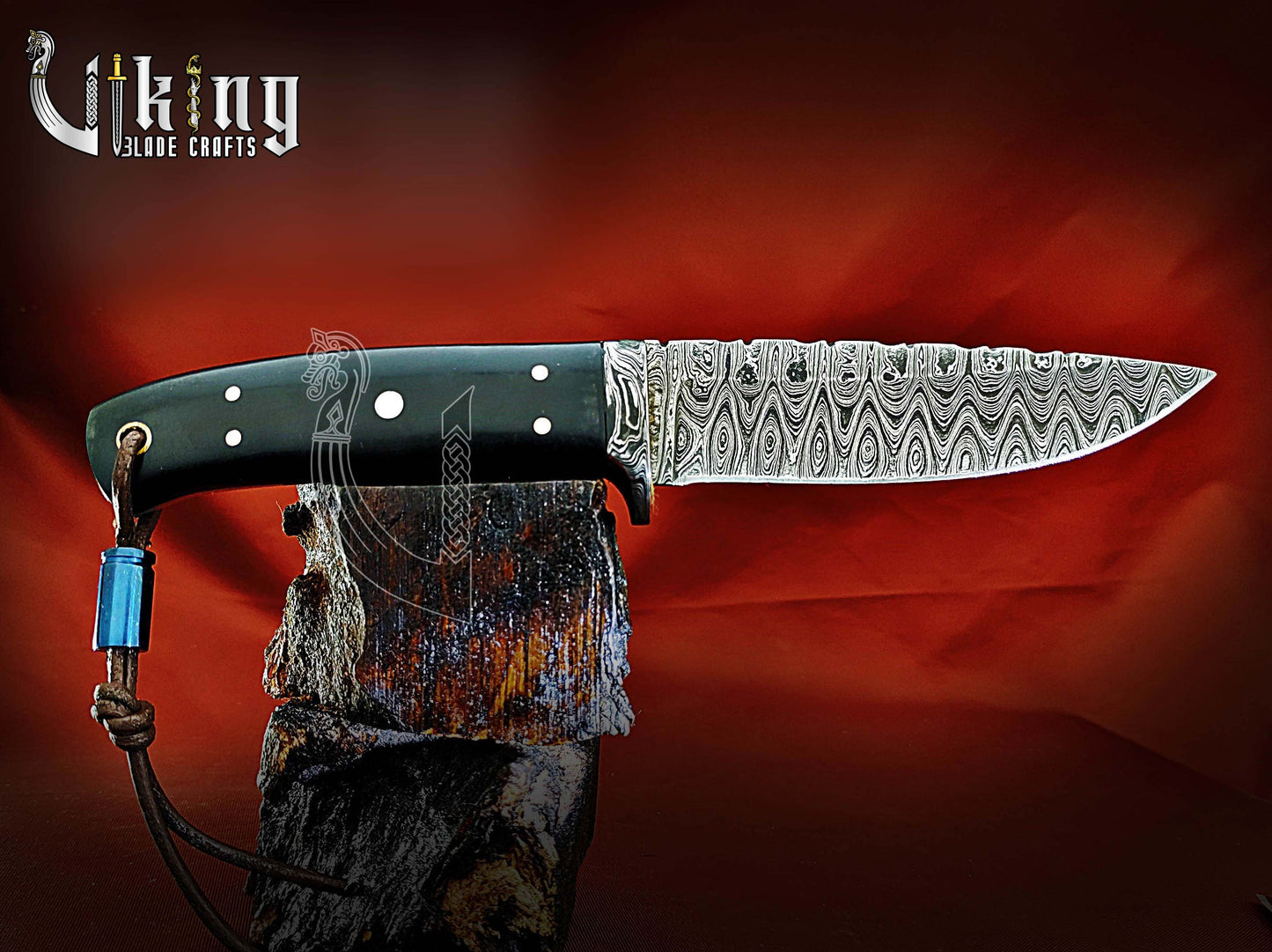 Damascus Steel  Fixed Blade Hunting & Camping Knife With Dual Sheath