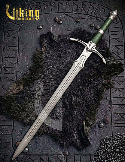 Handmade Vindaaras Fantasy Sword | Steel Sword Replica with Leather Scabbard