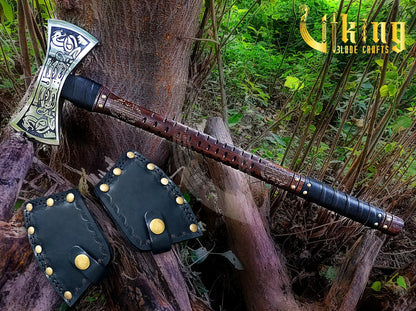 The Helm of Awe 30" Viking Axe & Carved Wooden Shield – Norse Warrior Set Viking_Blade_Crafts