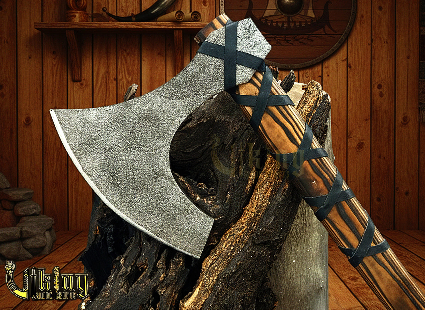 Handmade 36" Long Viking Battle Axe – High Carbon Steel Blade & Wooden Handle