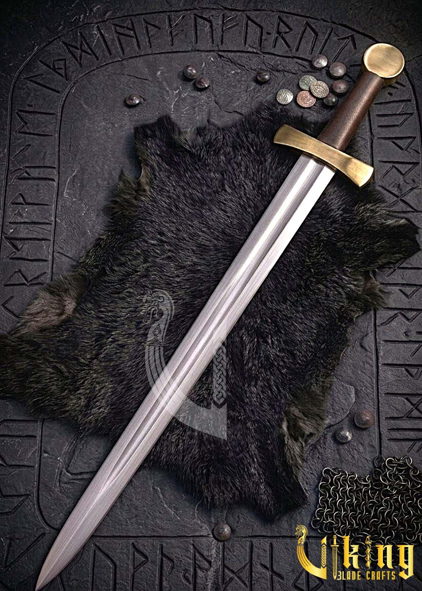 Handcrafted Single-Handed Viking Sword Replica With Leather Scabbard