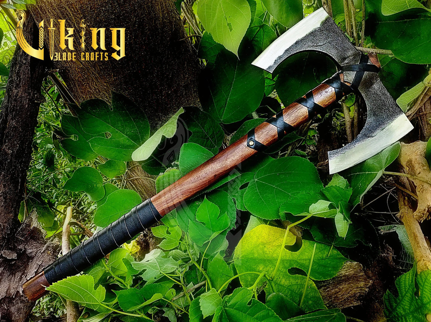 Forged 30" Double Edge Viking Axe with Valknut & Viking Runes Shield Viking_Blade_Crafts