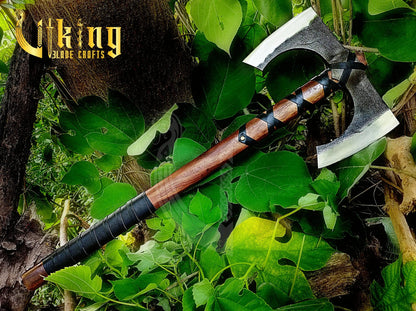 Forged 30" Double Edge Viking Axe with Valknut & Viking Runes Shield Viking_Blade_Crafts