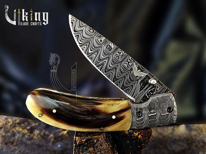 Handmade Gentlemen's Series Damascus Steel Clip Folding Knife