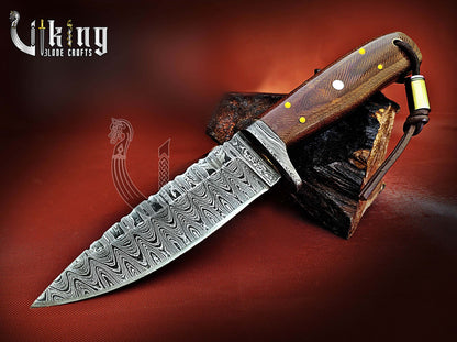 Handmade Damascus Steel Fixed Blade Hunting Knife With Micarta Handle