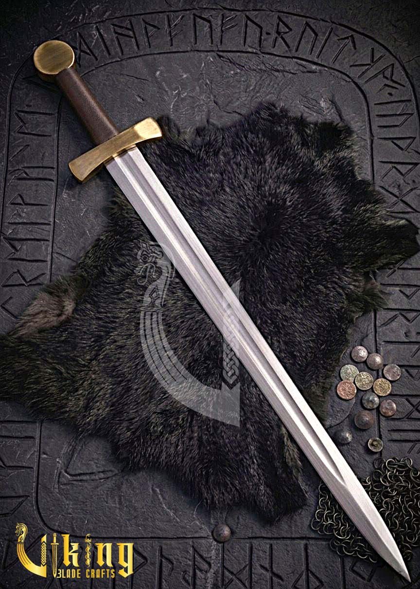 Handcrafted Single-Handed Viking Sword Replica With Leather Scabbard
