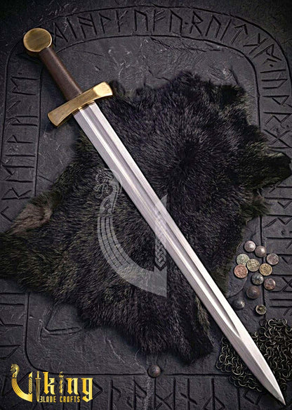 Handcrafted Single-Handed Viking Sword Replica With Leather Scabbard