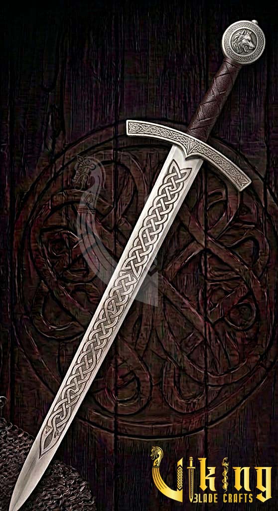 2nd Edition Norse Wolf Pommel Viking Sword Replica With Etched Blade