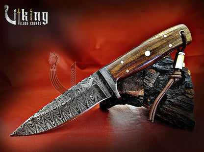 Handmade Damascus Steel Fixed Blade Hunting Knife With Dual Leather Sheath