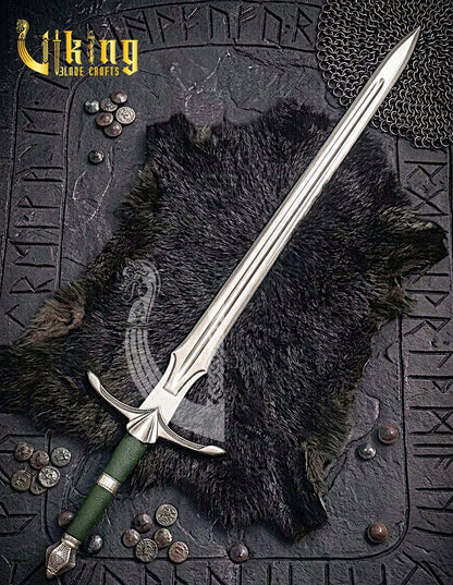 Handmade Vindaaras Fantasy Sword | Steel Sword Replica with Leather Scabbard