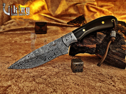 Hand-Forged Damascus Steel Fixed Blade Hunting Knife With Micarta Handle