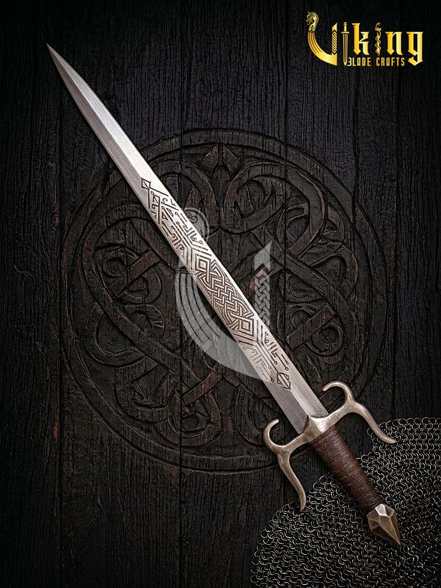 Handmade Medieval Celtic Knot Sword | Steel Fantasy Sword with Leather Grip