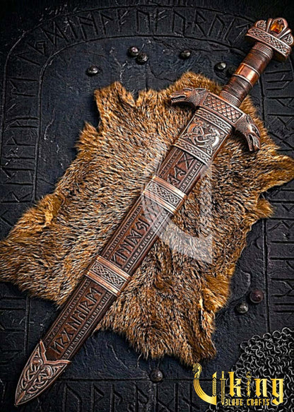 Premium Handcrafted Wolf Fenrir Viking Sword Replica Norse Collectible