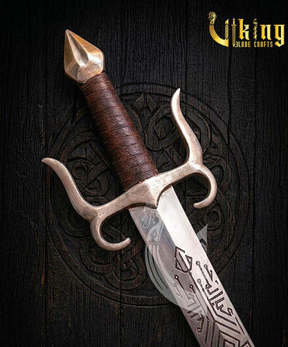 Handmade Medieval Celtic Knot Sword | Steel Fantasy Sword with Leather Grip
