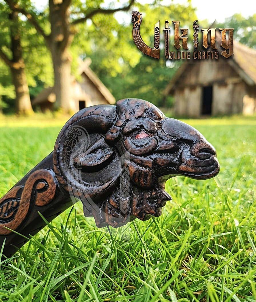 Geit Norse Axe | Goat Totem Handle | Hand Forged Steel