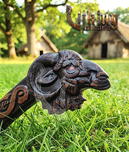 Geit Norse Axe | Goat Totem Handle | Hand Forged Steel