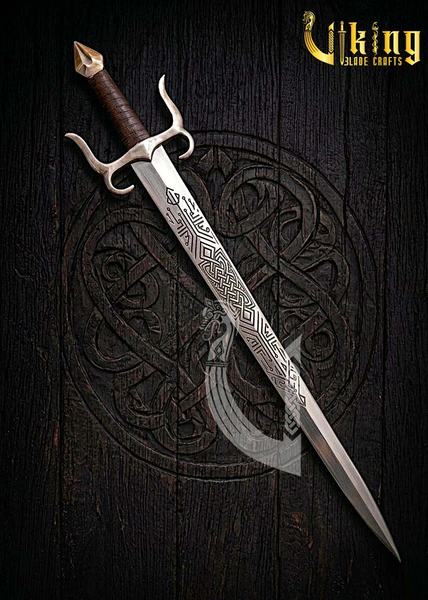 Handmade Medieval Celtic Knot Sword | Steel Fantasy Sword with Leather Grip