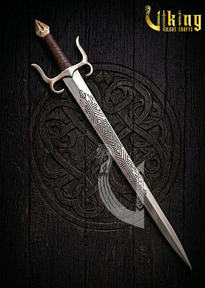 Handmade Medieval Celtic Knot Sword | Steel Fantasy Sword with Leather Grip