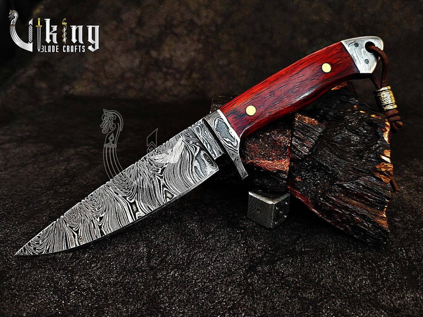 Handmade Damascus Steel Hunting Knife with Bloodwood Handle – Fixed Blade