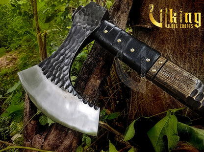 Handmade Vegvisir 36" Long Viking Axe & Carved Raven Shield – Norse Battle Set Viking_Blade_Crafts