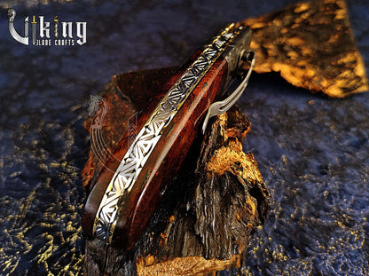Handmade Damascus Steel EDC Folding Pocket Knife with Easy Lock