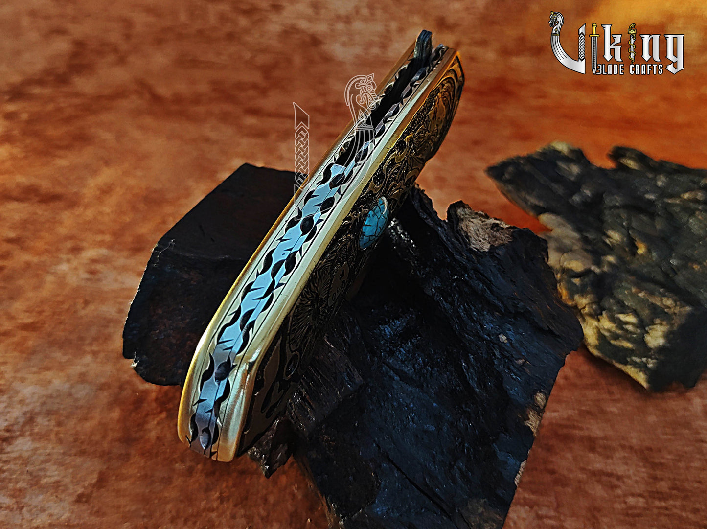 Handmade Damascus Folding Knife Shieldmaiden Lagertha & Ragnar Lothbrok Carved Handle Folding Knife