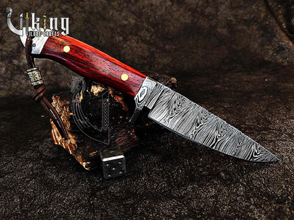 Handmade Damascus Steel Hunting Knife with Bloodwood Handle – Fixed Blade