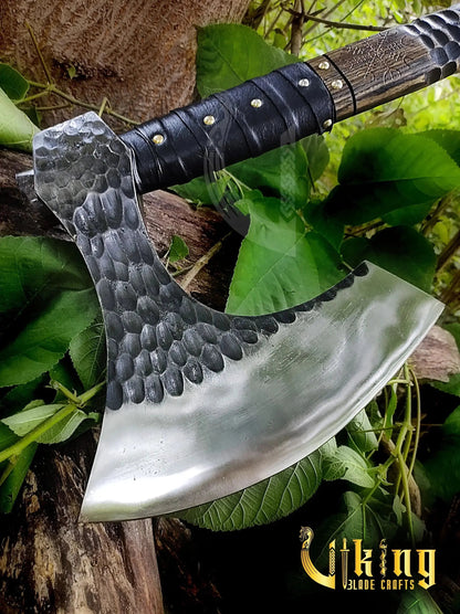 Handmade Vegvisir 36" Long Viking Axe & Carved Raven Shield – Norse Battle Set Viking_Blade_Crafts